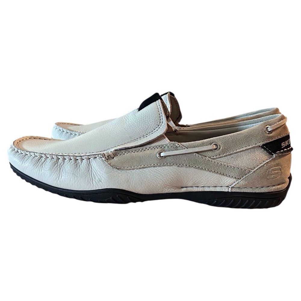 Skechers Relax Step Driving Moccasins Loafers Shoes Mens 8.5 Off White SN-62732